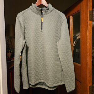 J Crew Authentic Fleece Quilted Half Zip Pullover - Green - Size Large